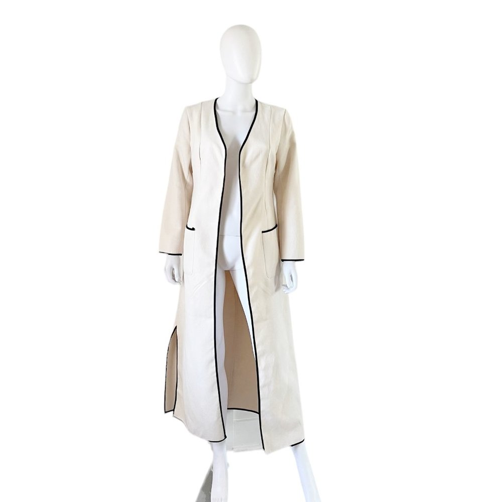 Stylewe Split Panel Open Duster Trench Cream Blac… - image 1